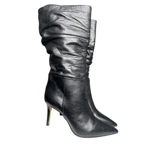 Aldo women’s black ruched leather boots size 7.5